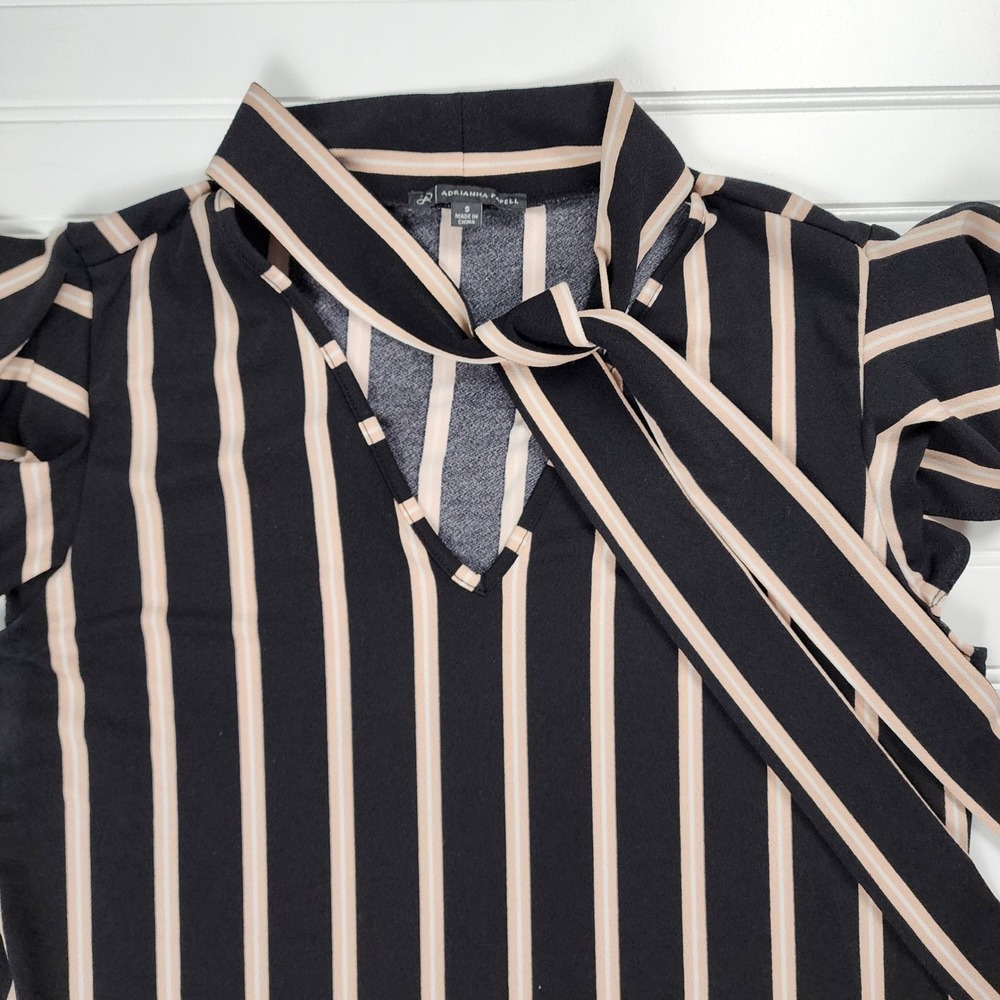 Adrianna Papell Womens Blouse Size Small Striped‎ Flutter Sleeve